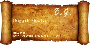 Begyik Gyula névjegykártya